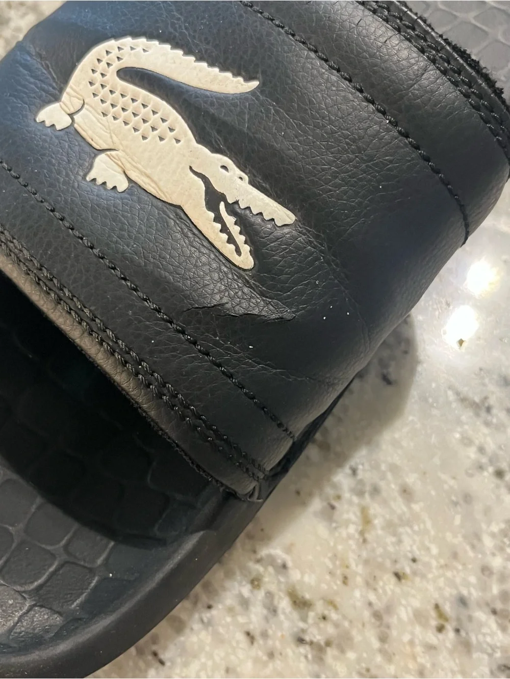 Lacoste Men's Size 13 Croco 1.0 Slide Black White